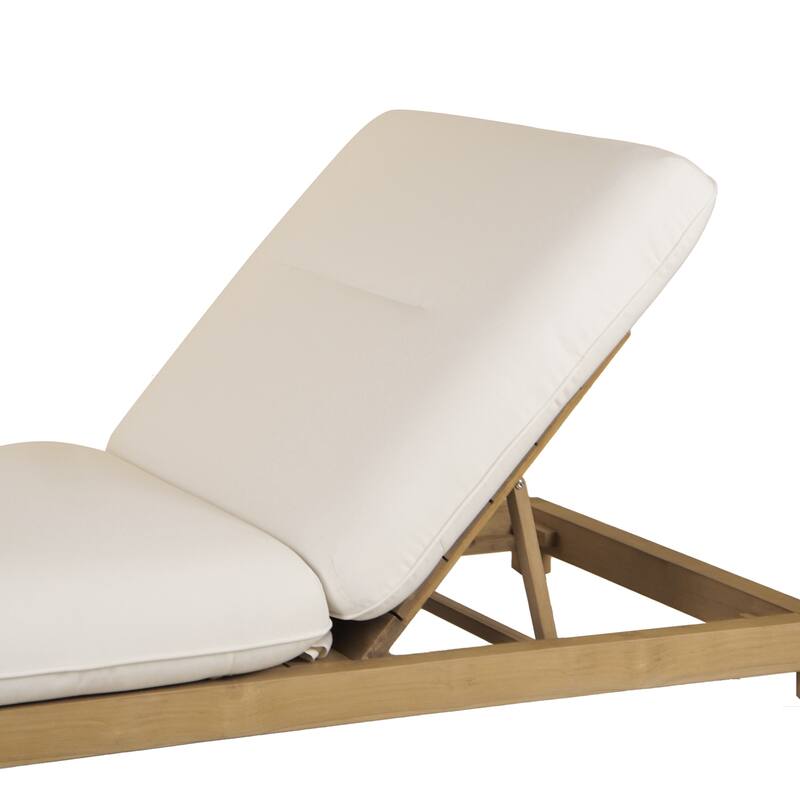 NADAAL STUDIOS Sorelle Outdoor Lounge Chair, Adjustable Backrest, Solid Teak Frame, Brown Olefin Fabric