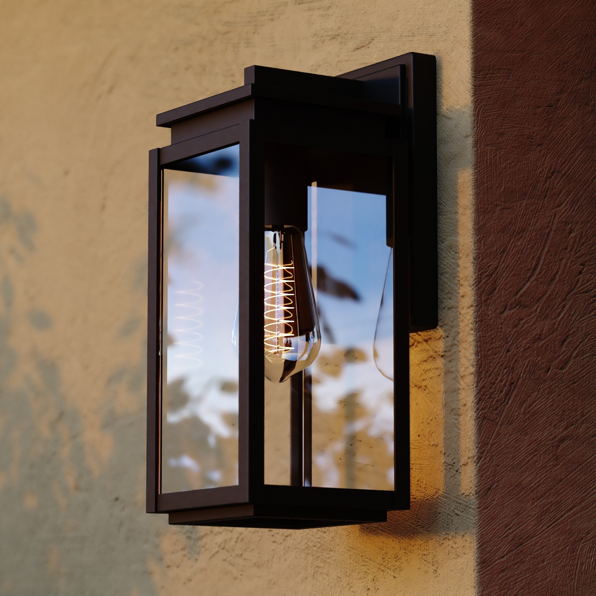 VAXCEL Uptown 1-Light Matte Black Transitional Outdoor Wall Sconce made of Durable Metal, Clear Glass Shade, LED Compatible
