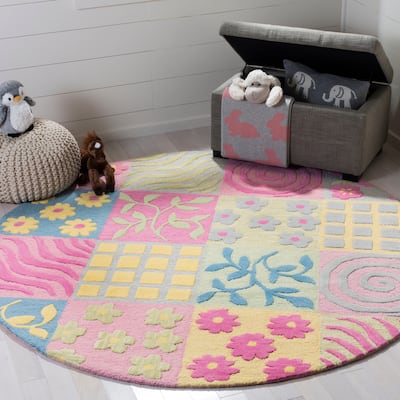 SAFAVIEH Handmade Children's Patchworks Pink New Zealand Wool Rug