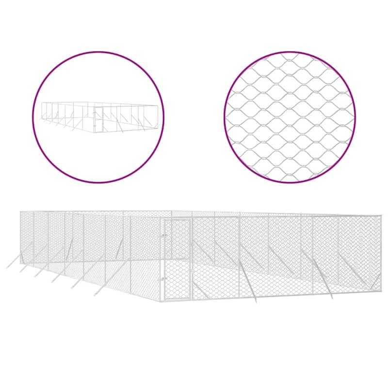vidaXL Outdoor Dog Kennel Silver Multi-Size Galvanized Steel