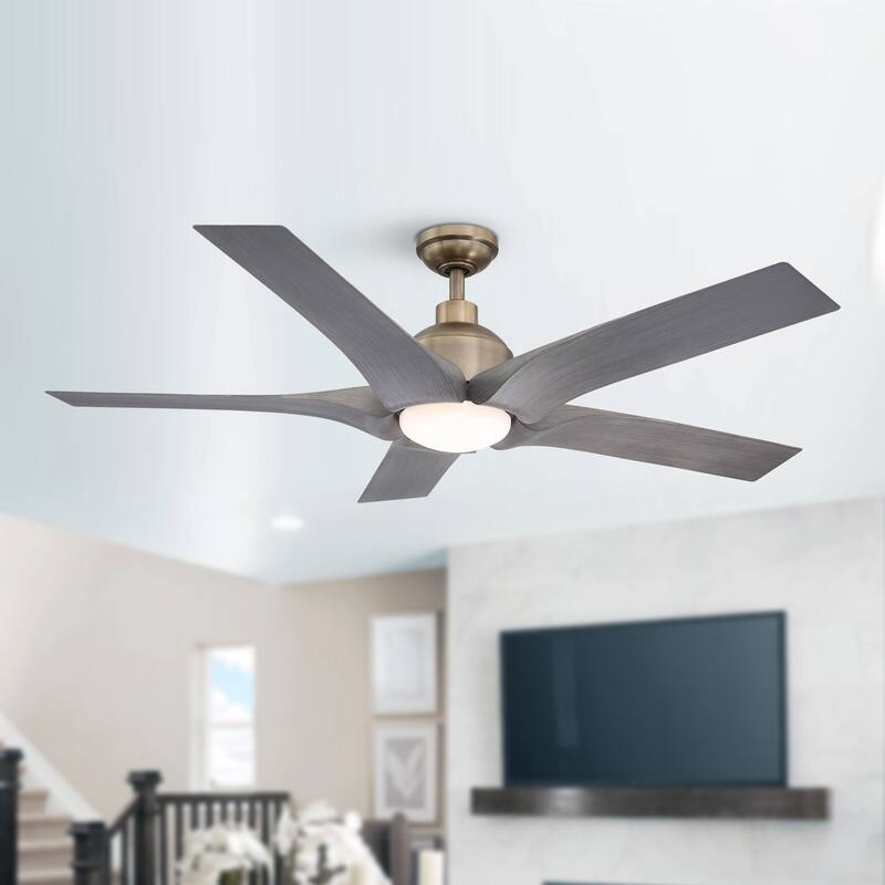 56" Antique Bronze ABS 5-Blade Chandelier Ceiling Fan with Light and Remote