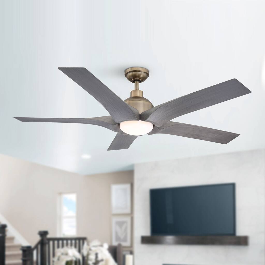 56" Antique Bronze ABS 5-Blade Chandelier Ceiling Fan with Light and Remote
