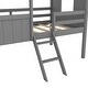 preview thumbnail 33 of 42, Twin Size Low Loft Bed House Bed with Roof, Side Windows, Ladder and Safety Guardrail, Playhouse Bed with Wood Frame for Kids