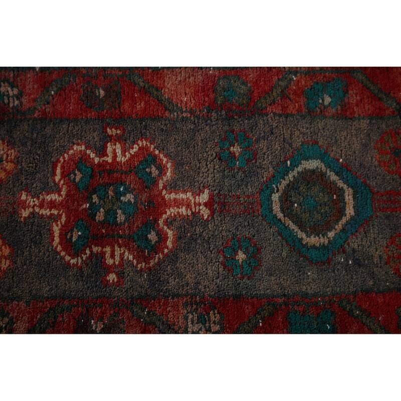 Tribal Heriz Persian Vintage Runner Rug Handmade Wool Carpet - 3'9" x 11'11"