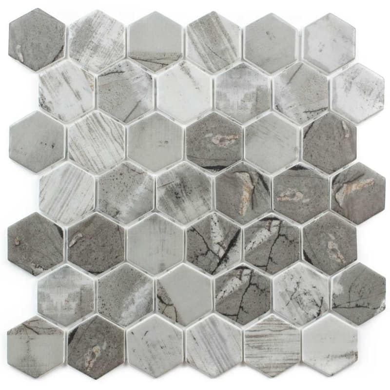 Eterna Hex 2x2 Glass Hexagon Mosaic Tile - Floor, Wall, Backsplash - 1 Sheet (0.88 Sq. ft.) - Denver