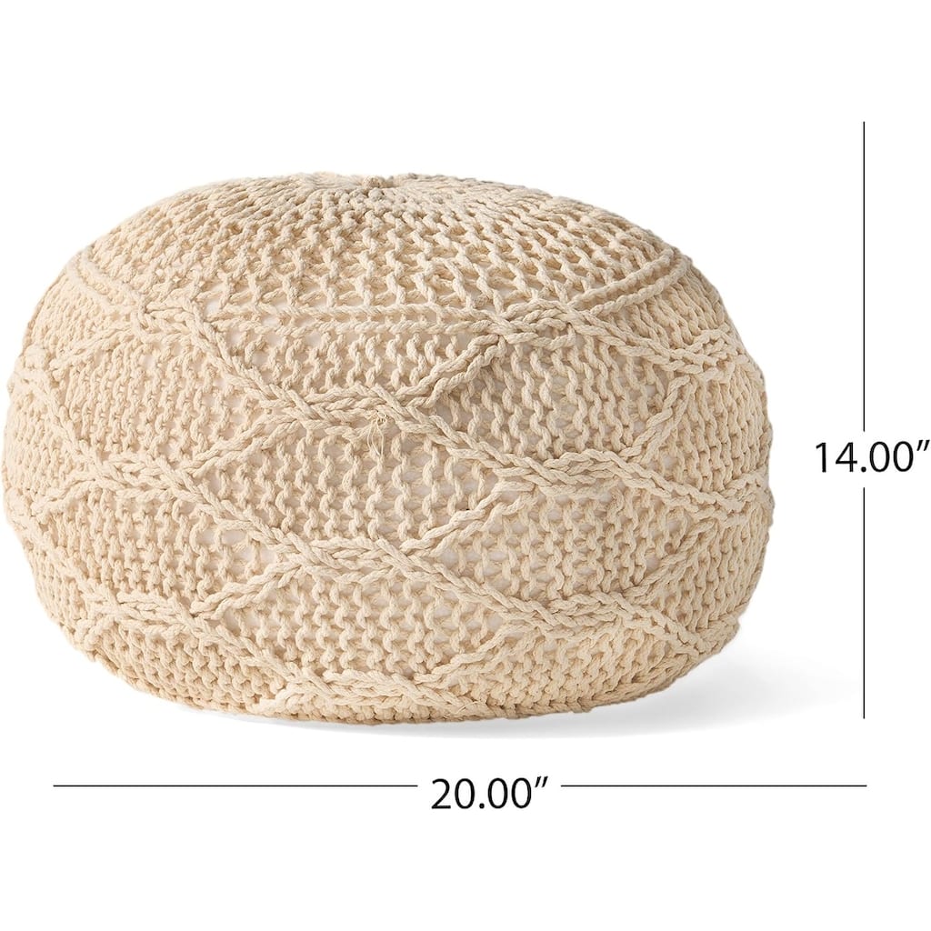 Charming Knitted Wool Pouf for Versatile Home Use and Cozy Ambiance