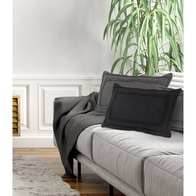 Sevita Modern Tufted Solid Black Throw Pillow