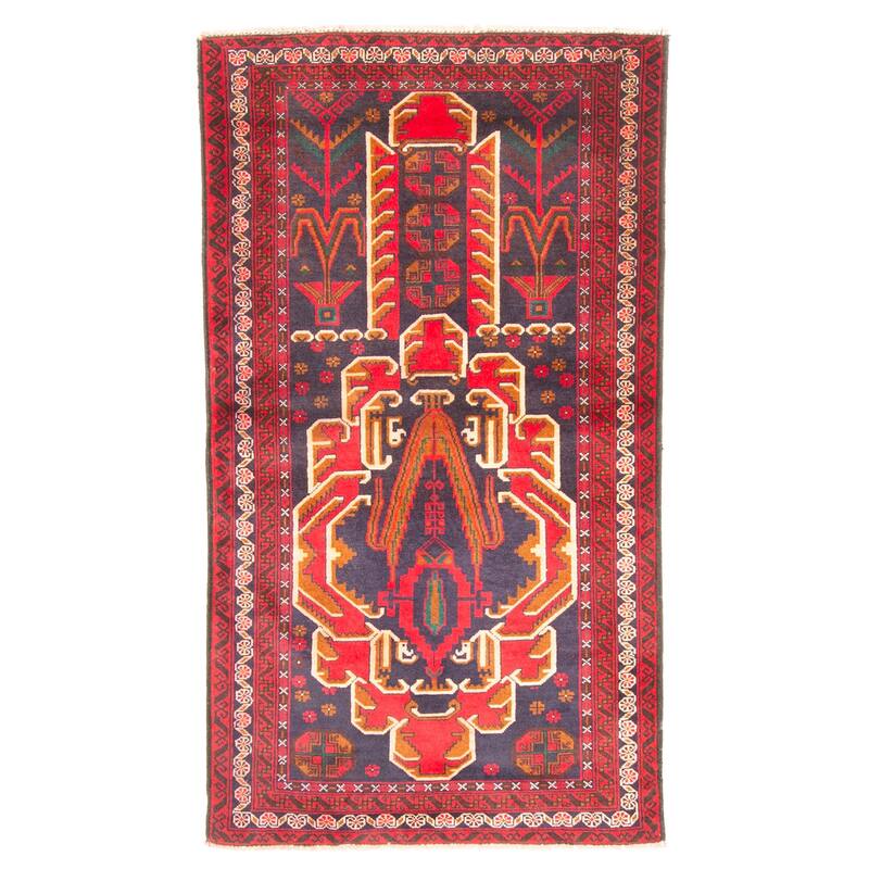 ECARPETGALLERY Hand-knotted Teimani Dark Navy Wool Rug - 2'9 x 4'11