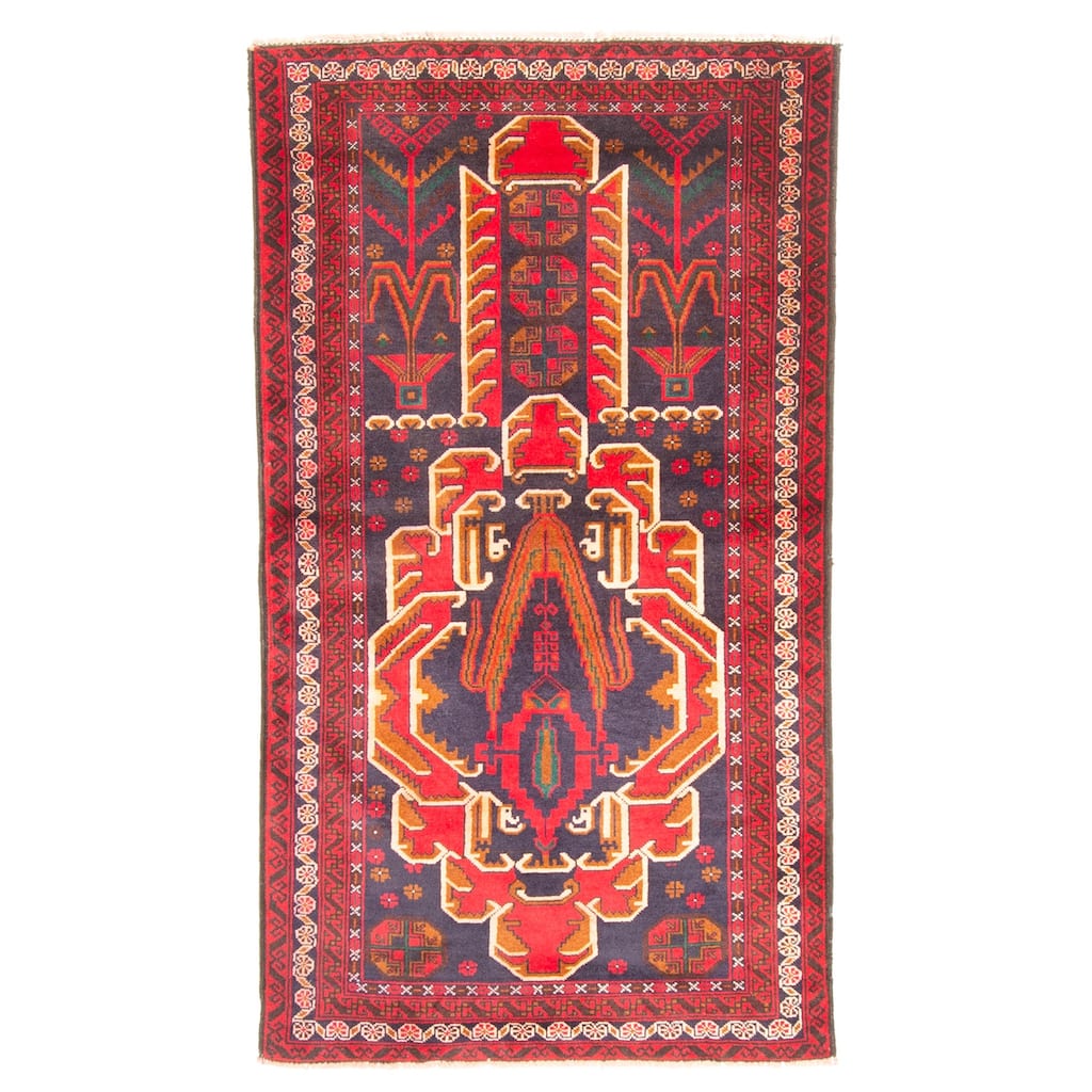 ECARPETGALLERY Hand-knotted Teimani Dark Navy Wool Rug - 2'9 x 4'11