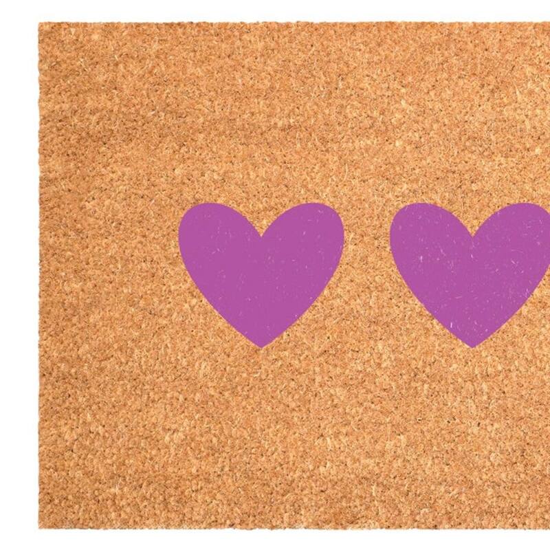 HomeRoots 24" X 36" Brown And Pink Three Hearts Outdoor Coir Door Mat - 24.00' X '36.00