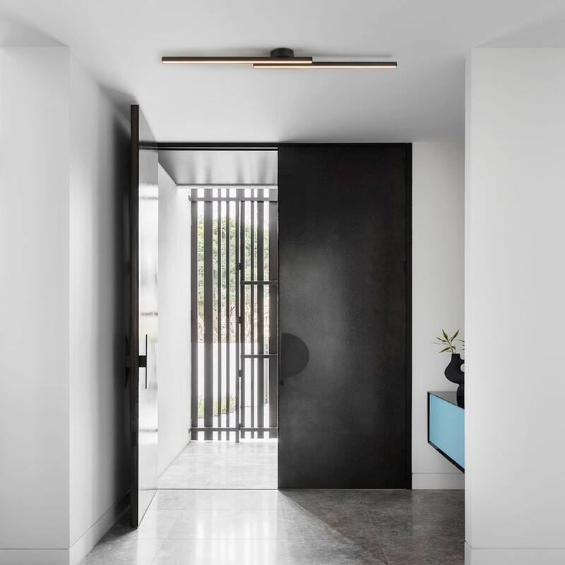 Contemporary 2-Light Black Linear Dimmable LED Vanity Wall Lamp