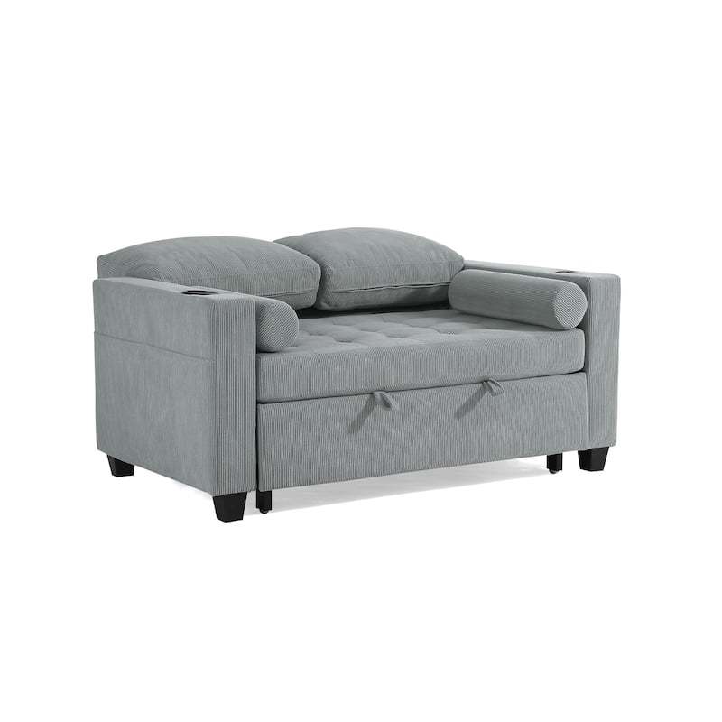 3-in-1 Pull-Out Sleeper Sofa Bed Convertible Adjustable Multi-Functional Loveseat with USB Port