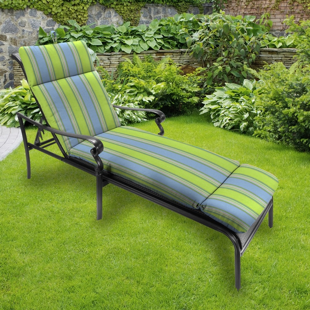 Sunbrella 74" x 22" Outdoor Chaise Lounge Cushion with Ties and Loop - 74'' L x 22'' W x 5'' H