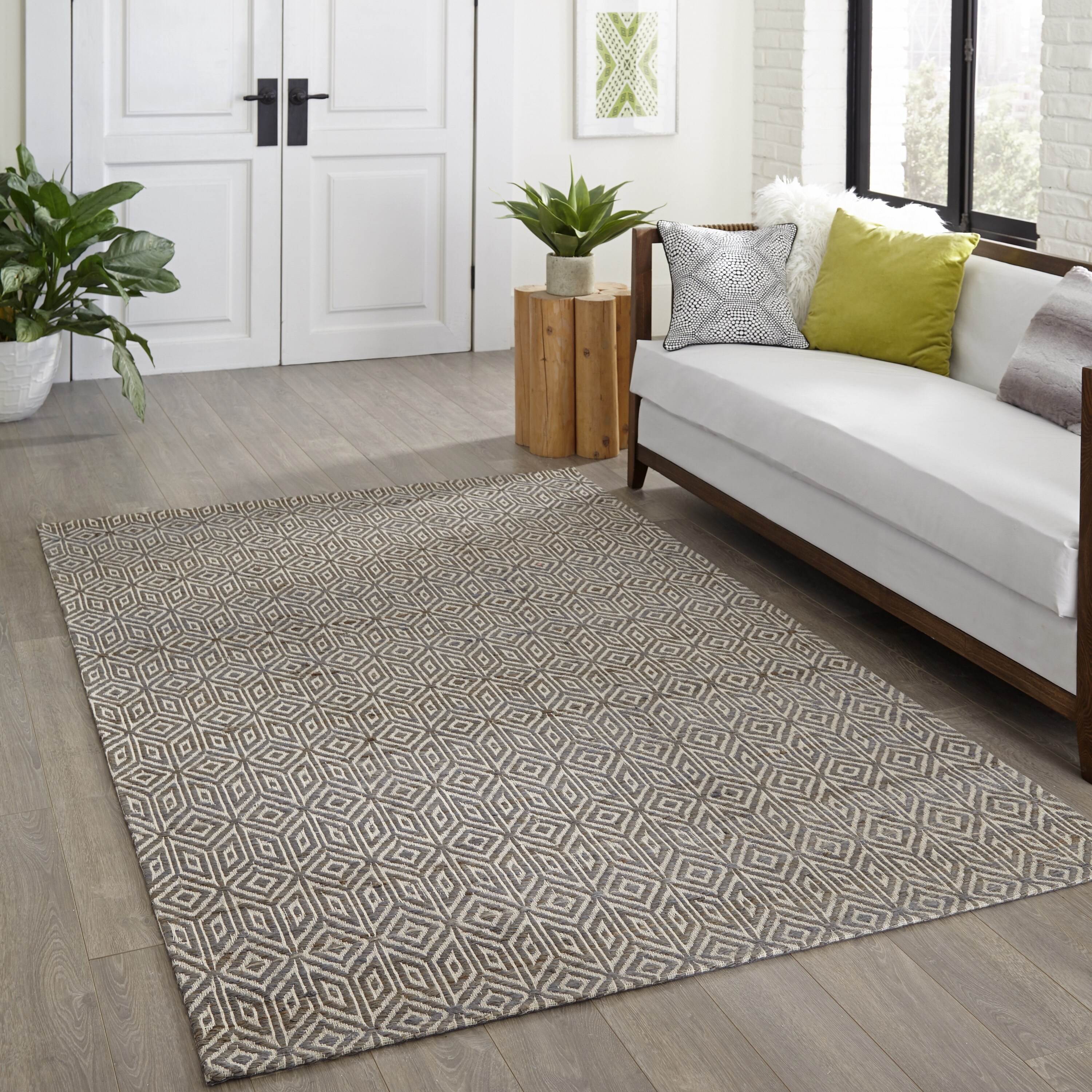 Modern Rugs for Living Room 8x10 Gray Natural Jute Backing Rugs Sisal/Seagrass Area Rugs Home