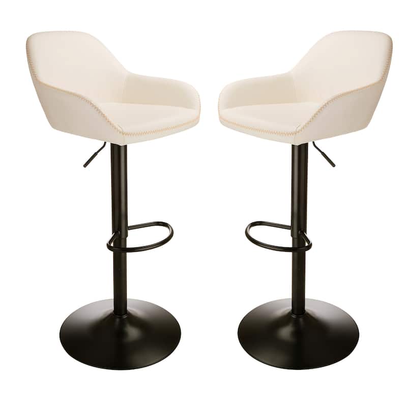 Glitzhome Mid-Century Height Adjustable Faux Leather Swivel Counter Bar Stools
