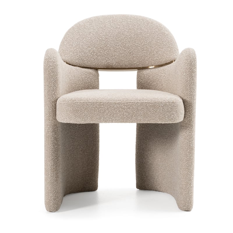Modrest Ashley Modern Beige Fabric & Brushed Brass Dining Chair