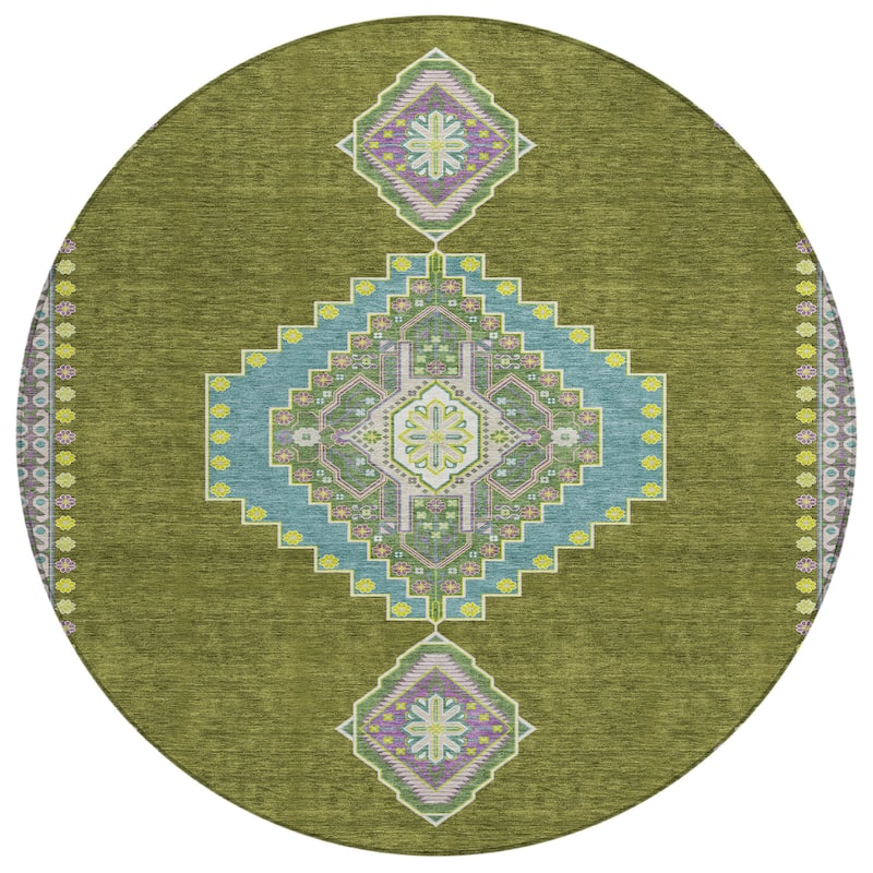Machine Washable Indoor/ Outdoor Boho Traditional Chantille Rug