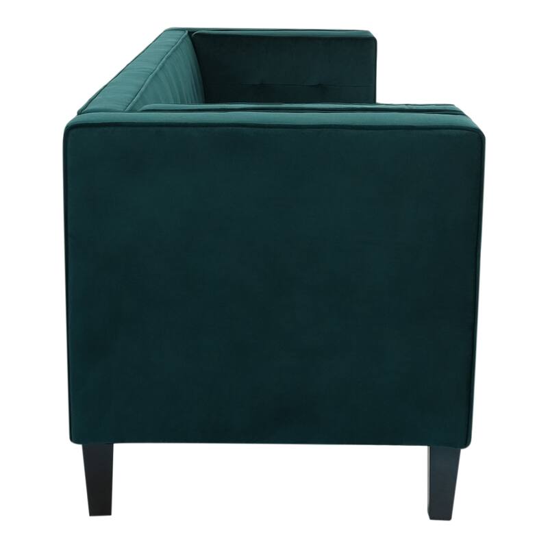 89.75" Velvet 3-seater Button Tufted Sofa with Wood Legs and Kiln-Dried Hardwood Frame for Living Room