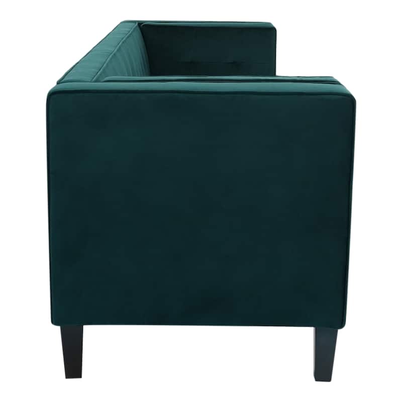 Green 89.75'' Velvet Upholstered 3-Seater Sofa with Tufted Design, Solid Eucalyptus Wood Legs, High-Density Foam Cushions