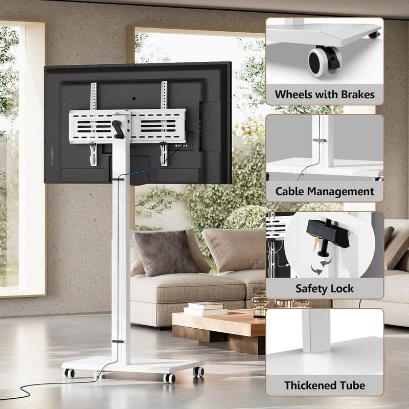 Hand Crank Lift TV Stand with Wheels