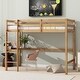 preview thumbnail 1 of 18, Elegant Twin Size Rubber Wooden Loft Kids Bed with Safety Guardrail,Built-in Desk and Ladder White Oak