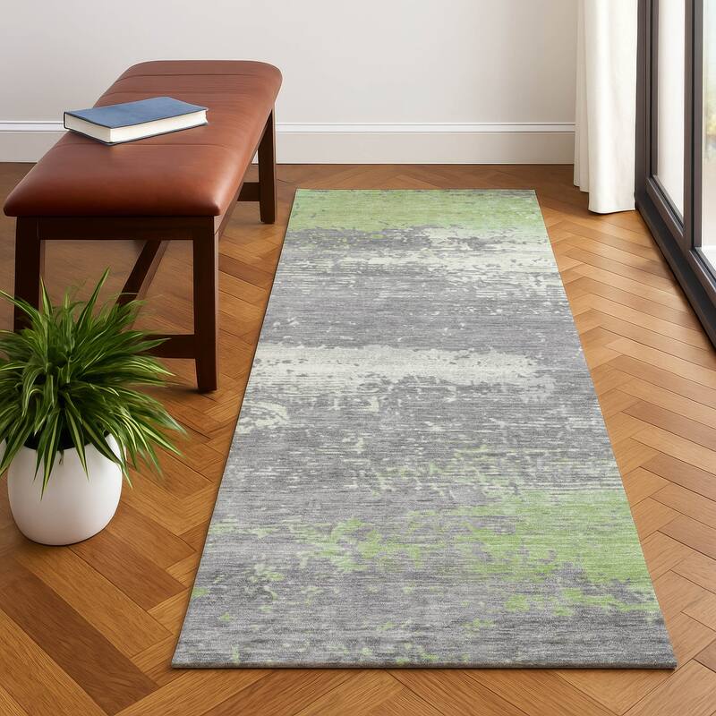 Premium Washable Super Soft Abstract Modern Mayfield Rug - Aloe - 2'3" x 7'6"