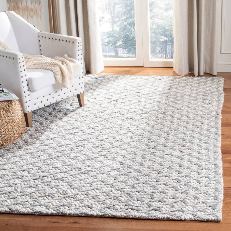 SAFAVIEH Handmade Natura Kumara Wool Rug - 3' x 5' - Silver/Ivory