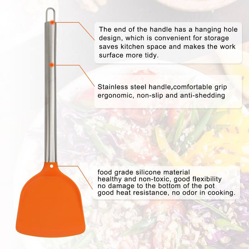 Silicone Turner Spatula Heat Resistant Non Stick for Cooking Baking - 13.6" x 3.9"(L*W)