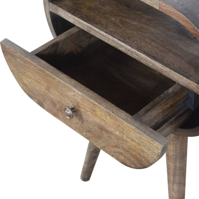 Artisan Furniture Solid Wood Grey Washed Circular nightstand