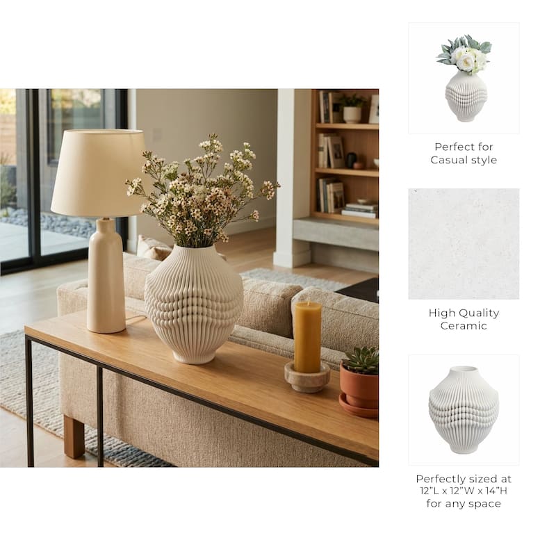 Decorative Vase - Ivory Ceramic 3D Printed Artistic