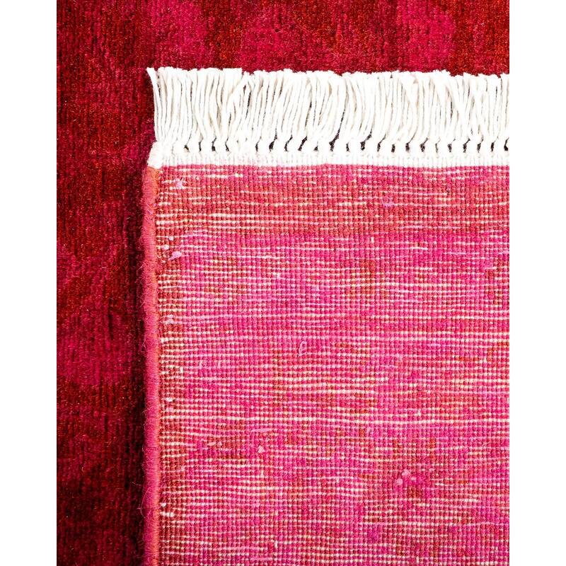 Overton Hand Knotted Wool Vintage Inspired Modern Contemporary Overdyed Pink Runner Rug - 3' 2" x 22' 7"