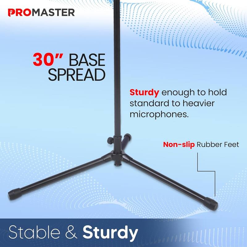 ProMaster Tripod Microphone Stand - Universal and Adjustable Professional Audio Telescopic Boom Arm Tripod Microphone Stand