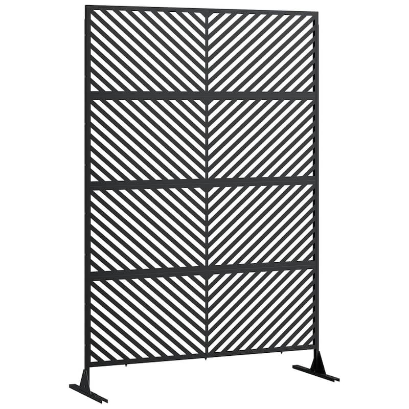 72" H×47" W Freestanding Privacy Screen, Decorative Outdoor Panel for Deck, Porch, Patio - Black