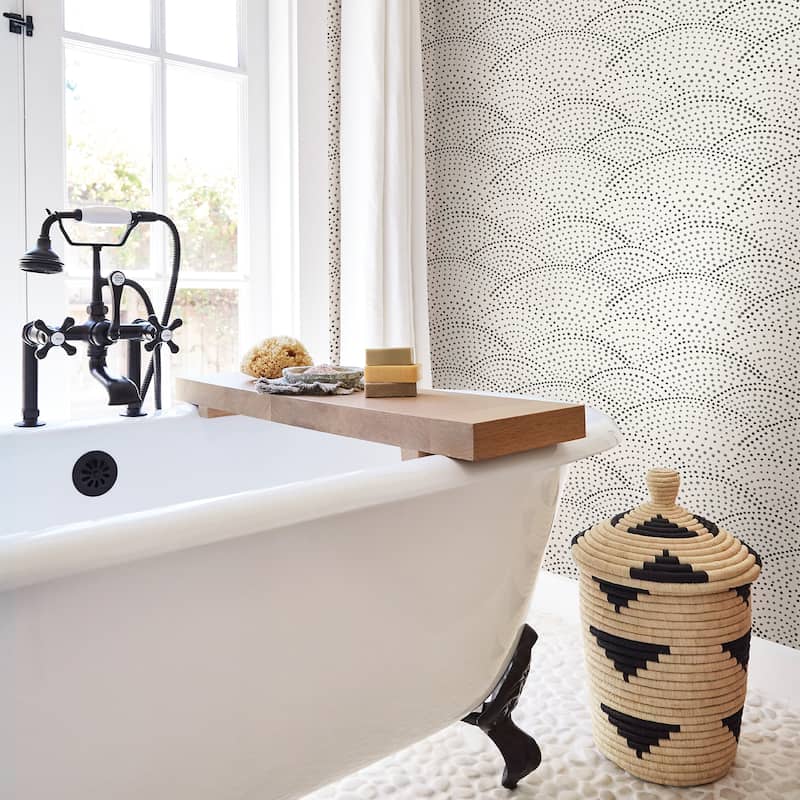 A-Street Prints Bennett Charcoal Dotted Scallop Wallpaper