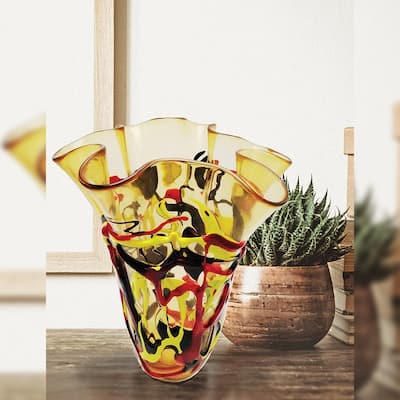 Senisa Hand Blown Art Glass Vase