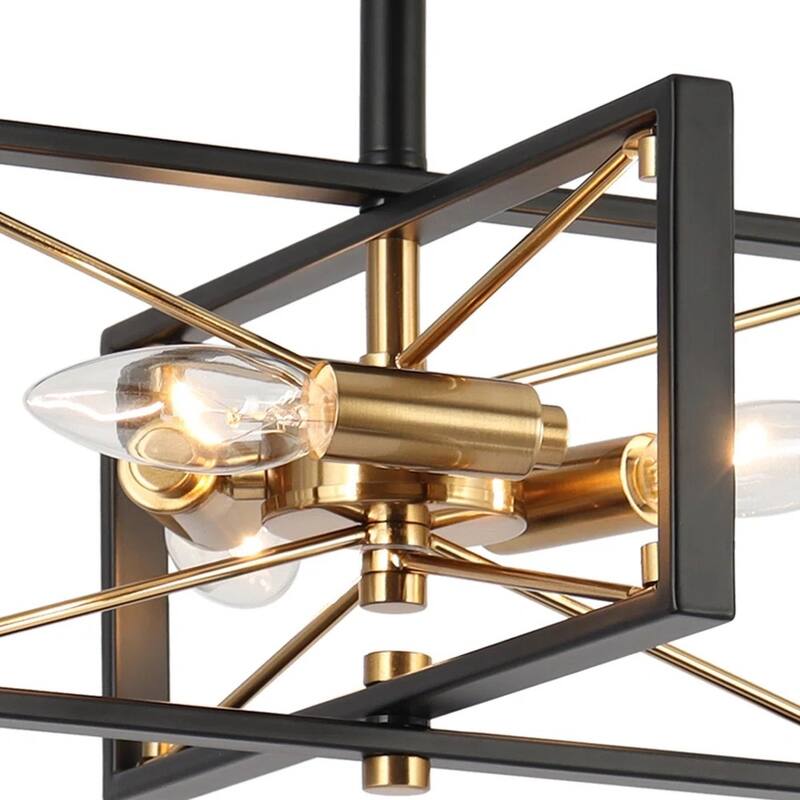 Leno Modern Black Gold 3-Light Geometric Chandelier