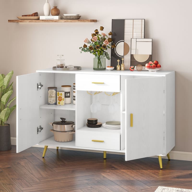 Moasis Wood Storage Sideboard Buffet Storage with 2-Drawers & 2-Doors