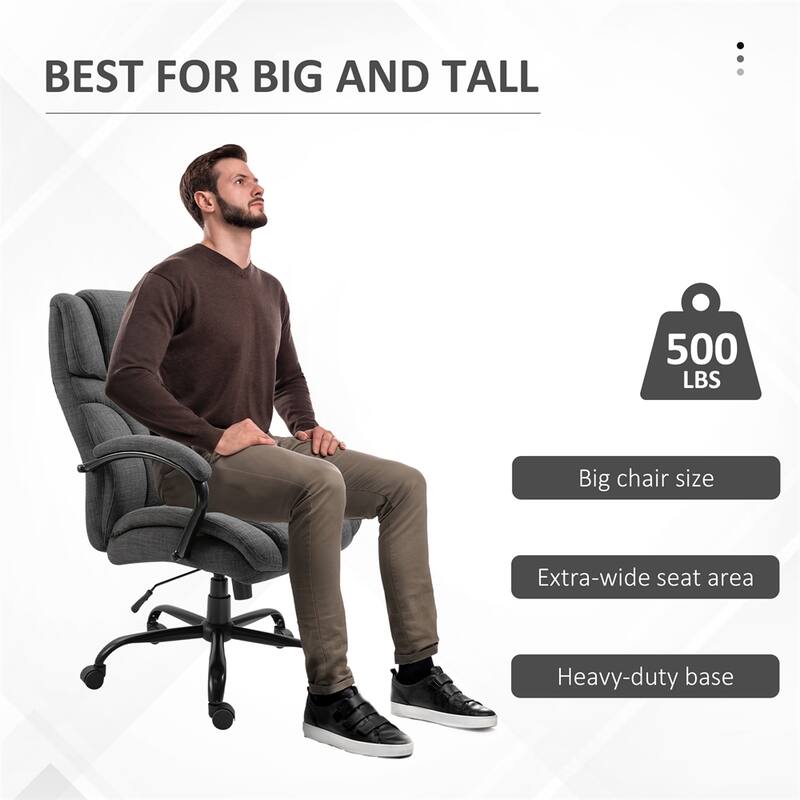 Linen Adjustable Height Ergonomic Office Chair with Wheels