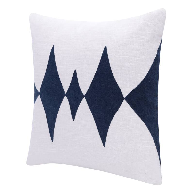 Handwoven Diamond Pulse Square Throw Pillow Cover - 20" - White and Blue