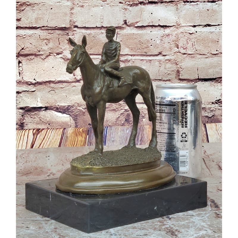 Horse Jockey Racing Equine Art Equestrian Collector Bronze Statue Sculpture Original 8 Inches X 6.5 Inches
