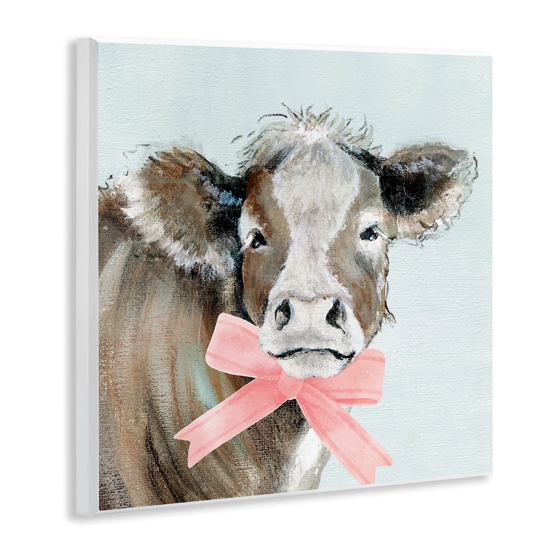 Stupell Cow with Pastel Ribbon Wall Plaque Art Design By Janet Tava
