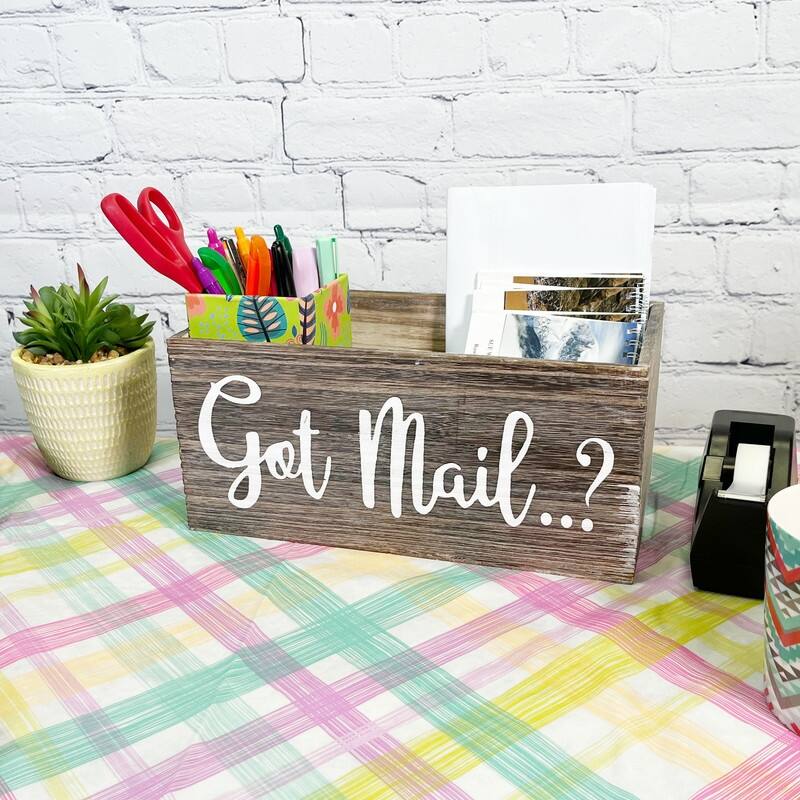 Got Mail Decor Box, Wooden Mail Box Sign, Brown