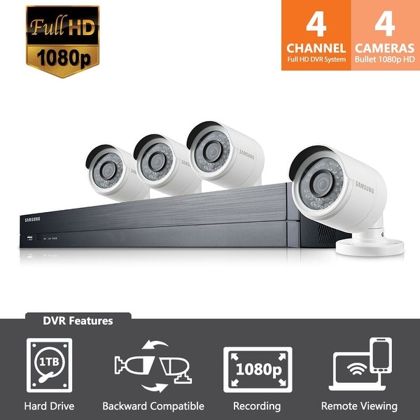 Samsung 4 Channel 1080p HD 1TB Security System with 4 Cameras