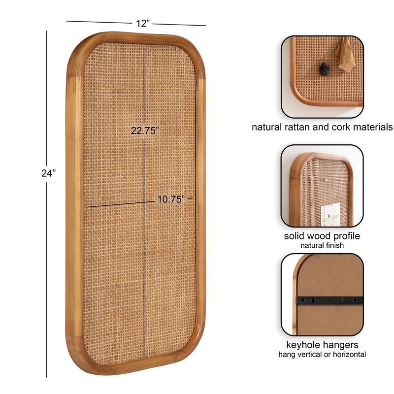Kate and Laurel Planche Rattan Wall Pinboard