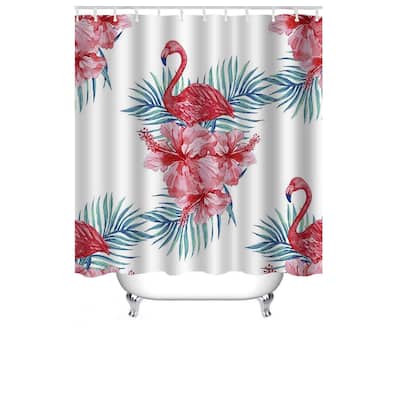 Pink Flamingo Shower Curtain Set