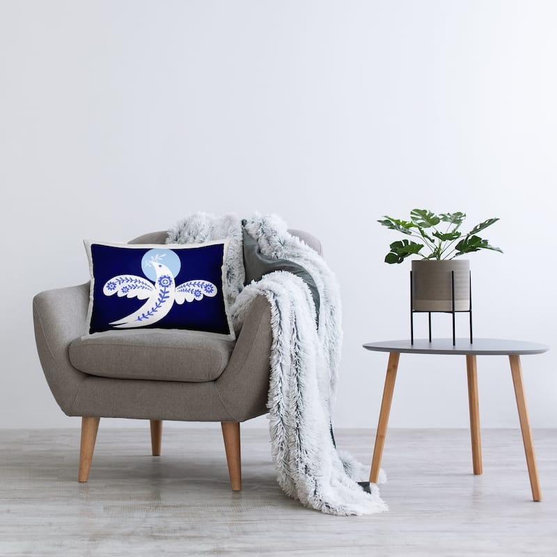 Stupell Peace Dove with Folk Florals Decorative Printed Throw Pillow Design by Hannah Moren