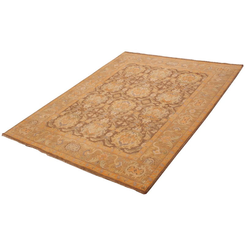 ECARPETGALLERY Hand-knotted Finest Agra Jaipur Brown Wool Rug - 7'9 x 9'9
