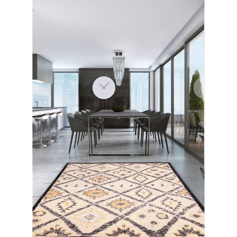 ECARPETGALLERY Hand-knotted Tangier Cream Silk, Wool Rug - 8'2 x 10'4