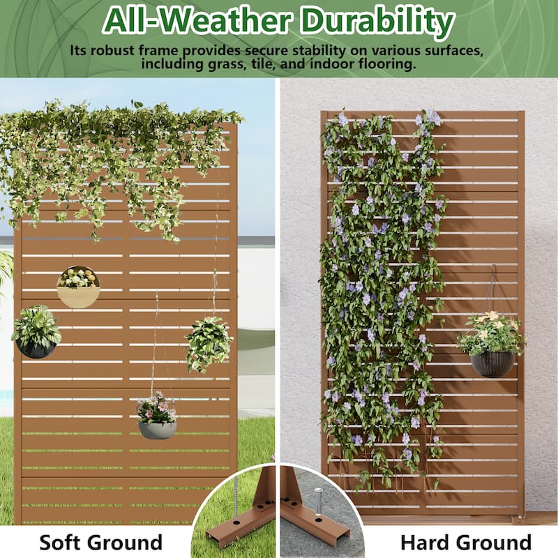 72in Dovelina Outdoor Freestanding Metal Privacy Screen Decorative Garden Fence