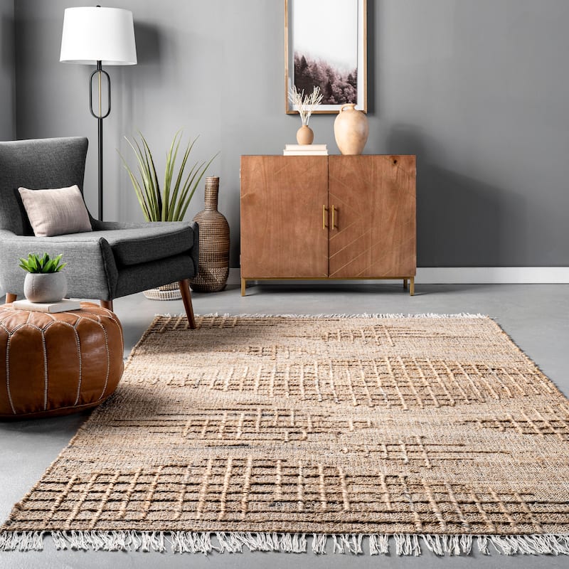 Nuloom Flor Flatweave Tassled Jute Area Rug